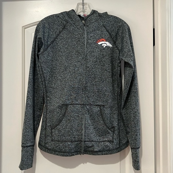 Denver Broncos Full Zip Hooded Black Gray Jacket NFL Size S - Picture 1 of 10